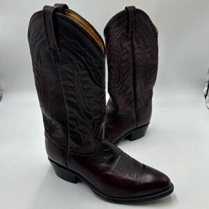 Tony Lama Mens Brown Western Cowboy Boots Size 9D Leather Embroidered 2996